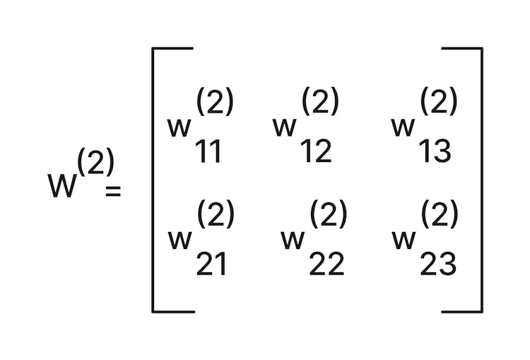 Matrix with second layer weights.