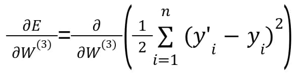 Starting the gradient with respect to the weights of third layer.